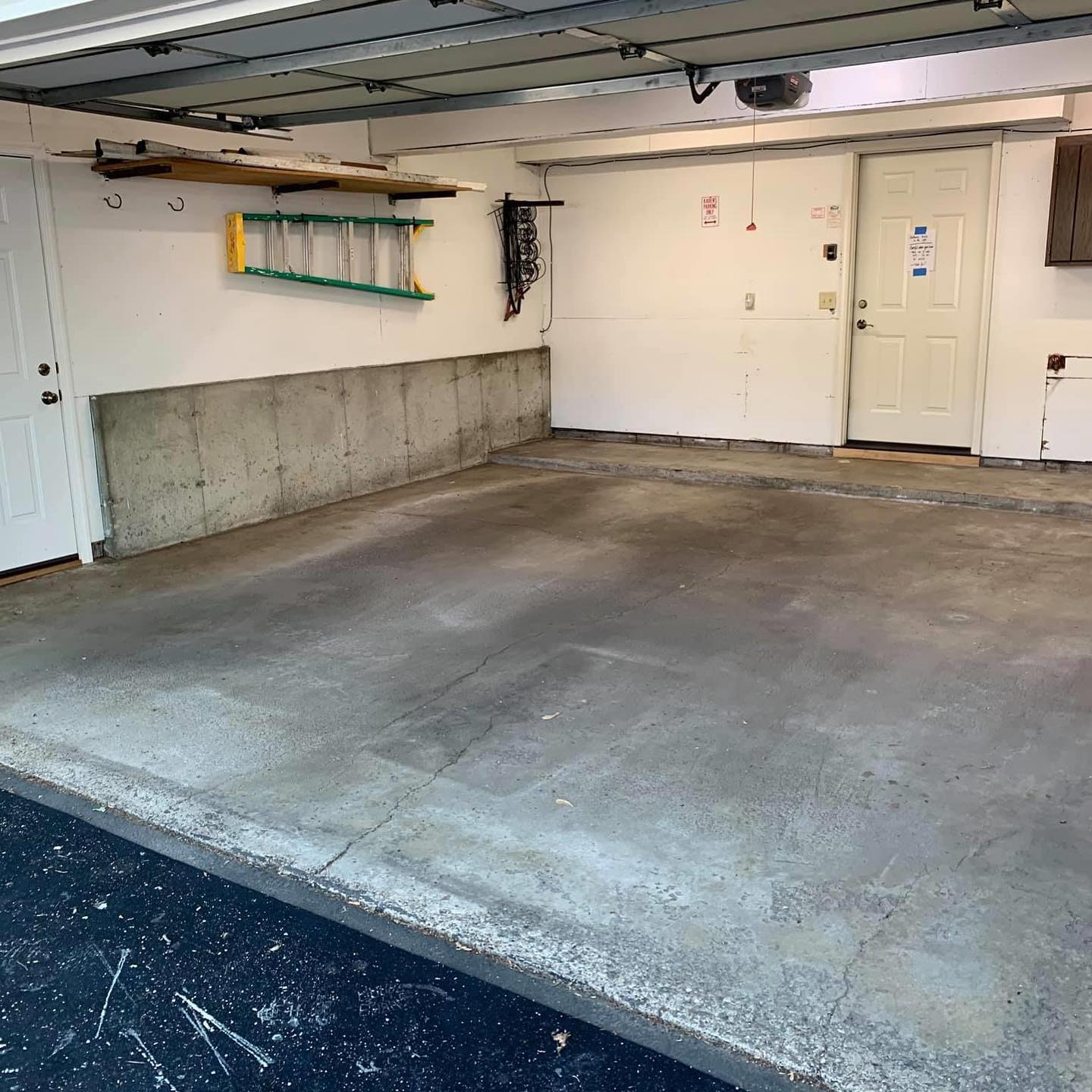 Ave Maria garage floor before epoxy coating